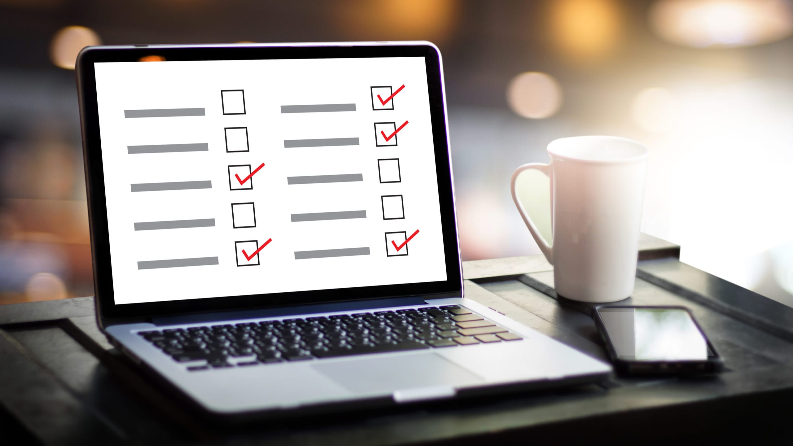 Image of laptop with check boxes