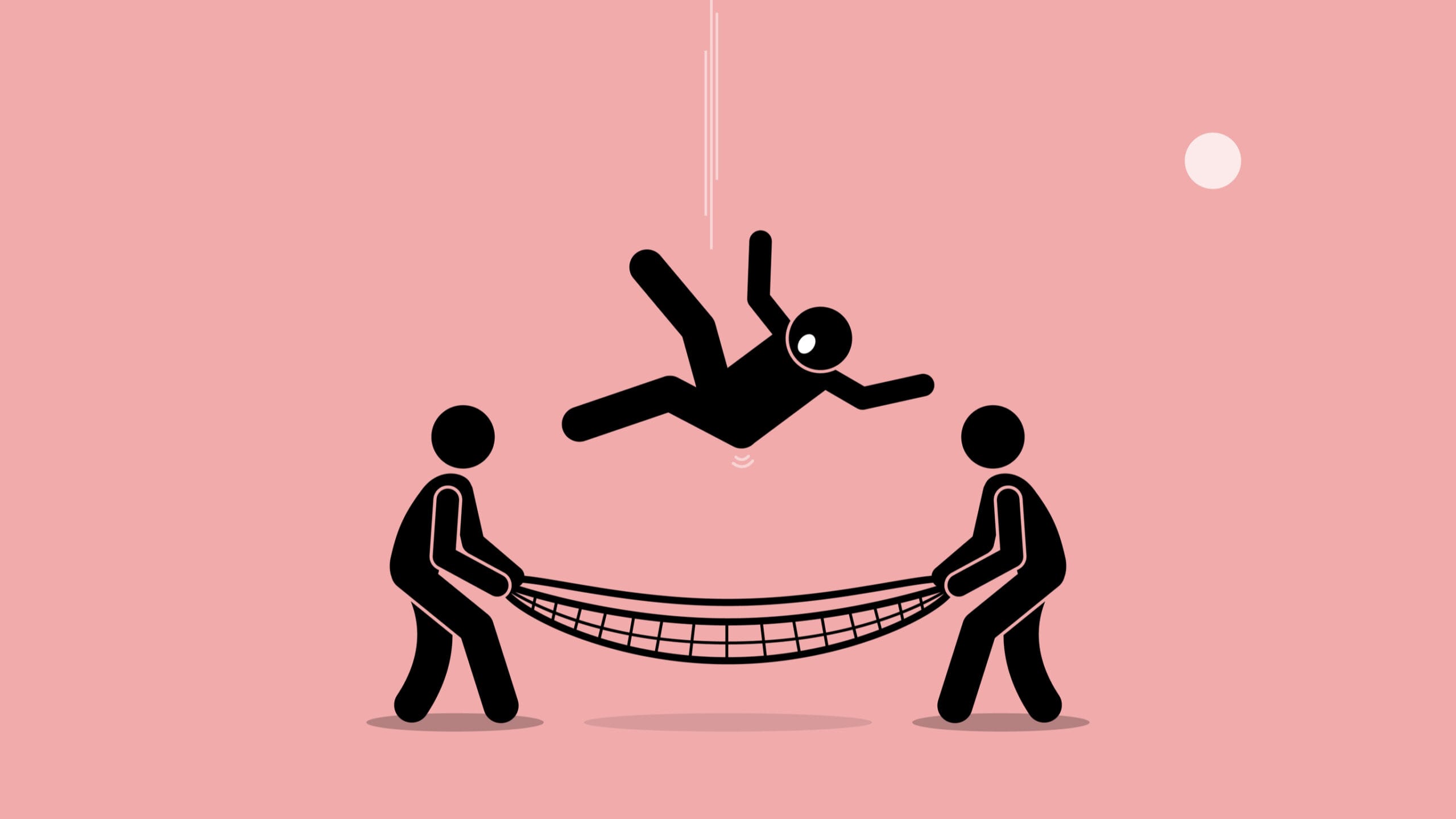 student falling through net
