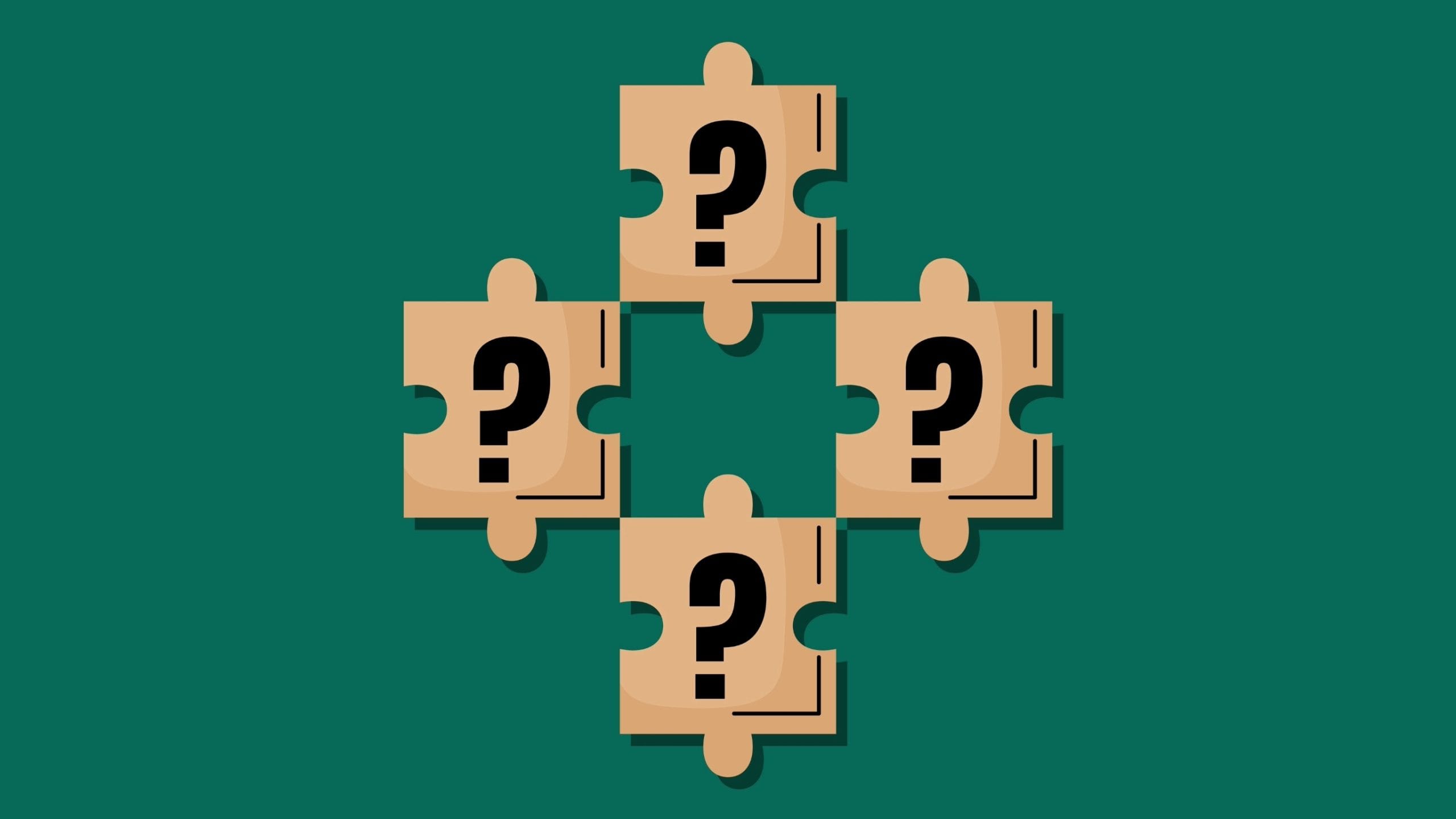 Jigsaw pieces with question marks on