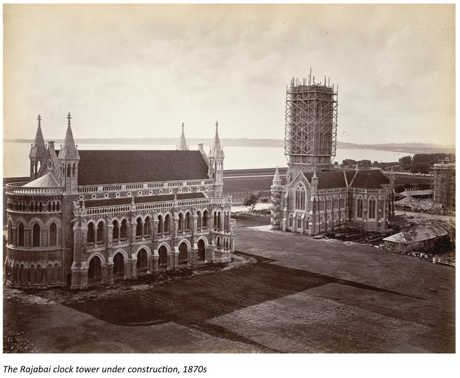 Image of Rajabai under construction
