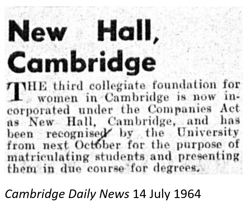 A newspaper clipping from the Cambridge Daily News from July 1964