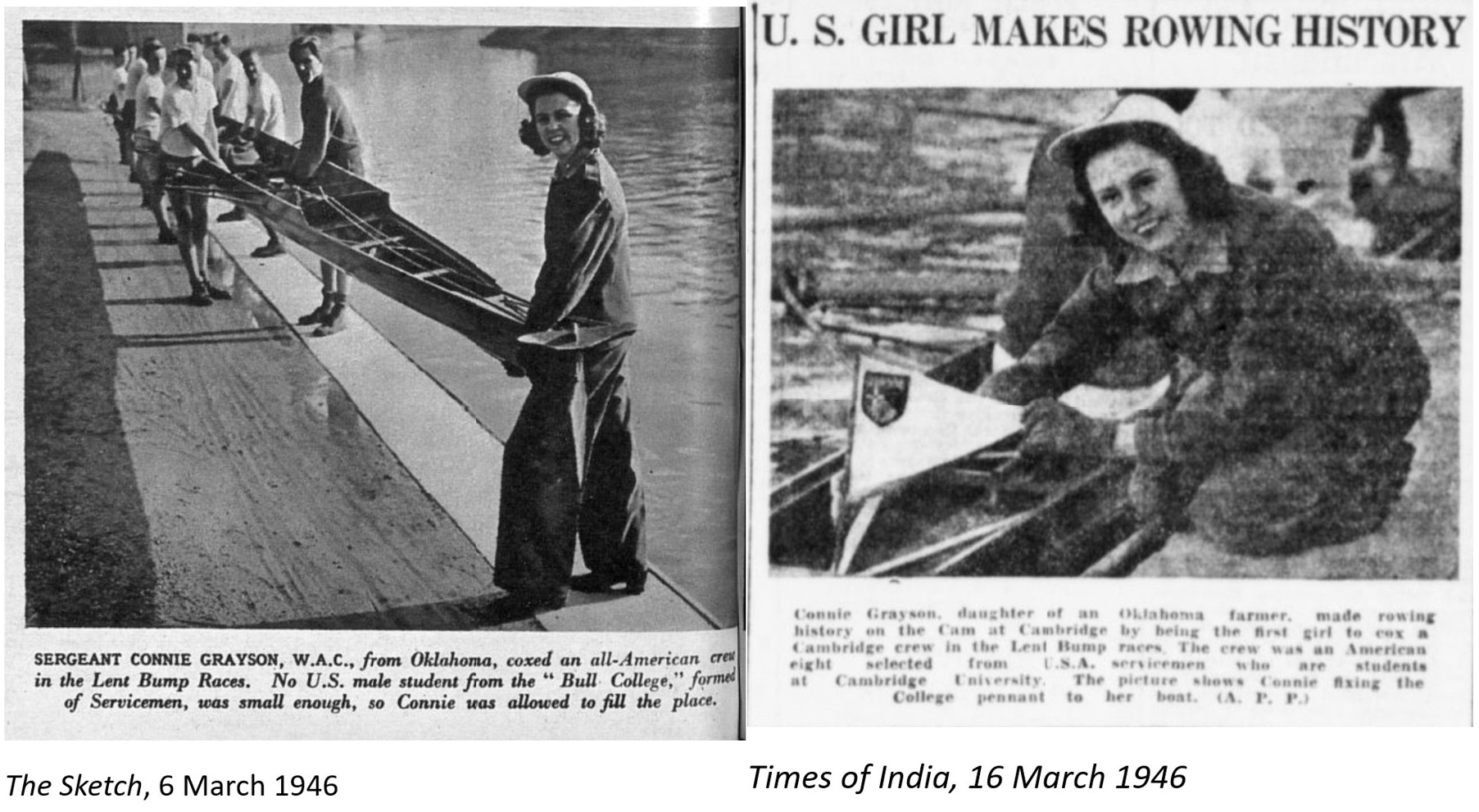 Image of newspaper clipping from The Sketch and Times of India from 1946