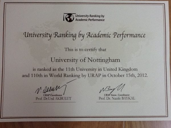 A certificate! for the whole University!