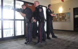 Campus police. Armed and dangerous