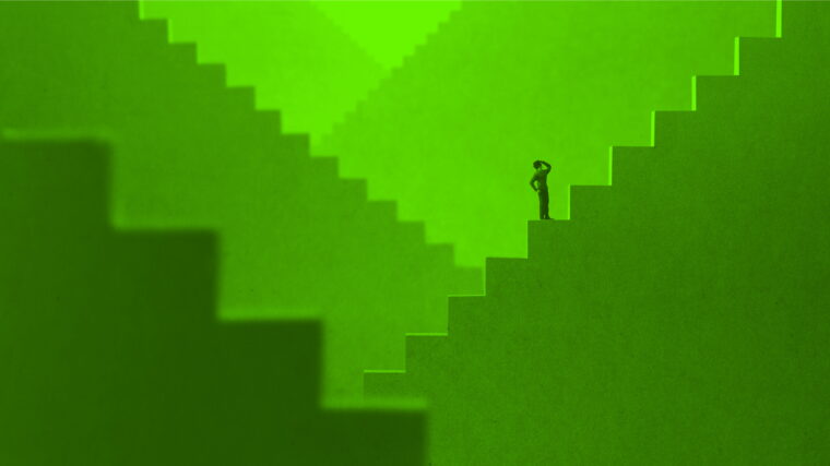 Wonkhe-stairs-confusion-green