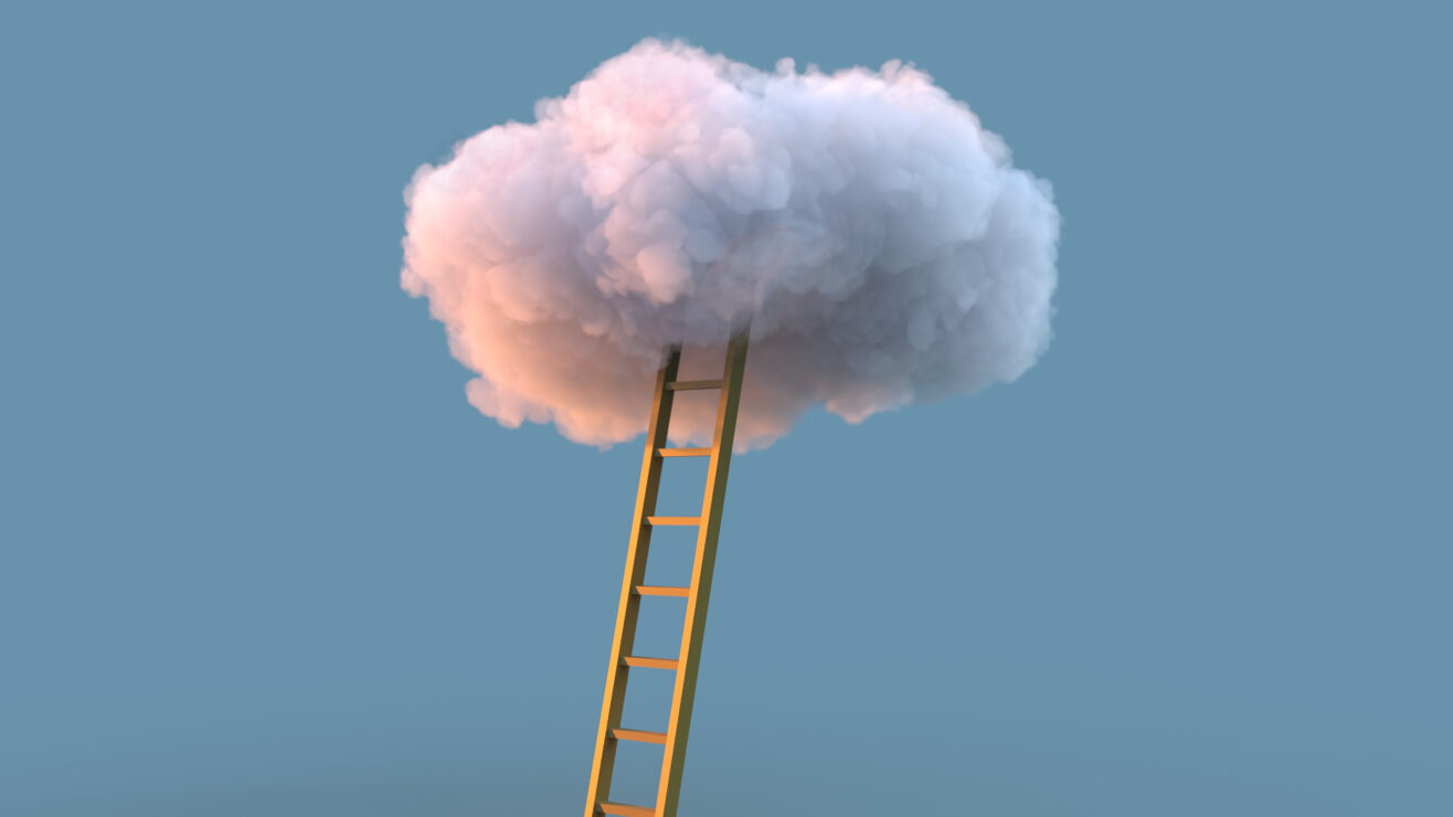 Ladder,To,The,Cloud,,3d,Illustration