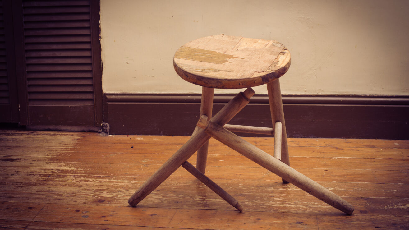 Broken,Wooden,Stool,In,Abandoned,House