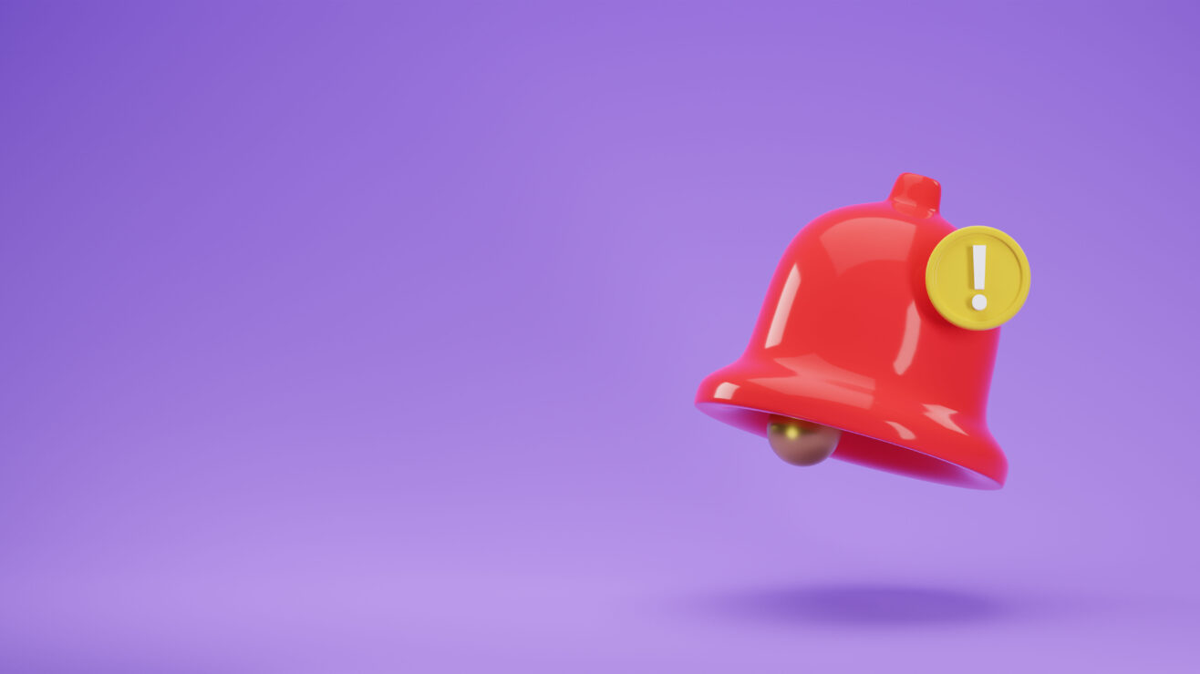 3d,Render,Icon,Of,Red,Notification,Bell,With,New,Urgent