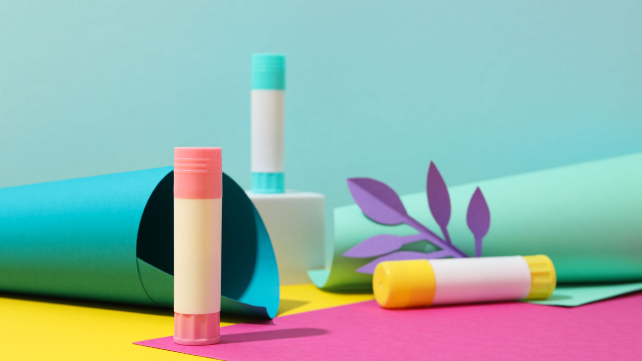 Concept,Of,Stationery,Accessories,,Glue,With,Space,For,Text
