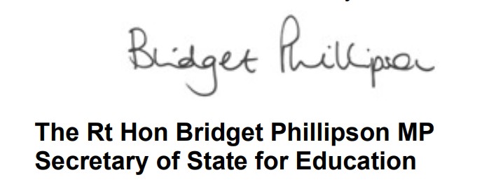 Bridget Phillipson's signature, yesterday