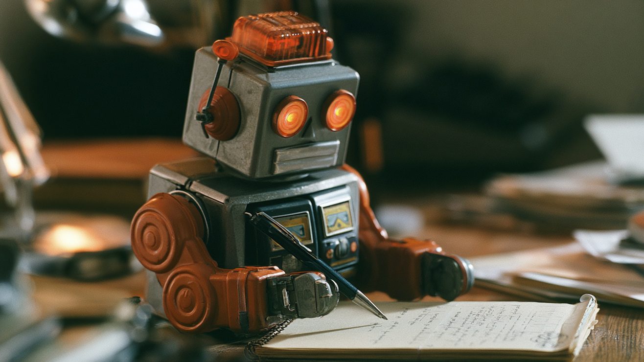 u3147793381_1970s_toy_robot_writing_an_essay_in_a_hall_of_res_bdb66a47-3f28-490d-9e91-7f1a82339c1c_2